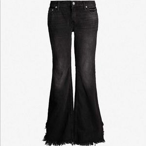 Frayed-hem flared cropped mid-rise jeans NWT